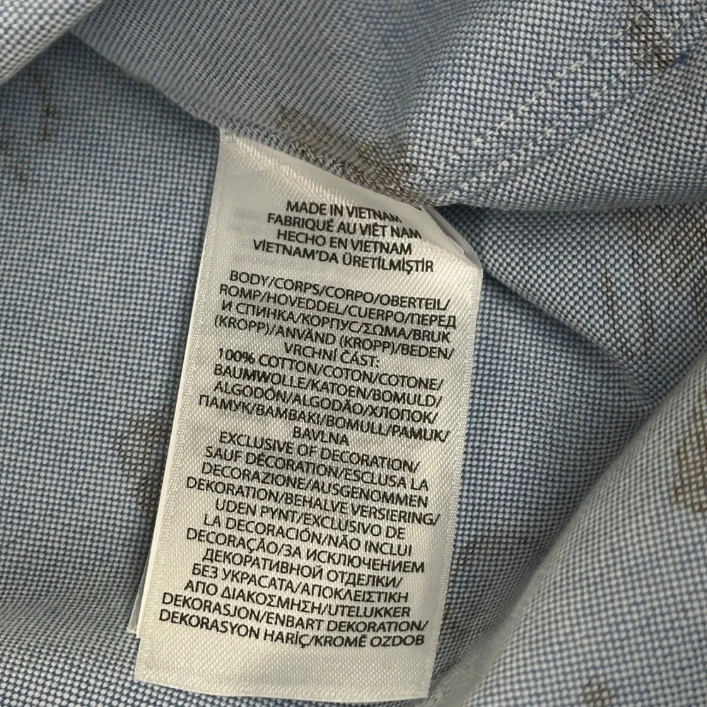 Polo Ralph Lauren Men Classic‎ Button Down Shirt Large Light Blue Western Print